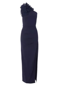 Quiz Prom Dresses|Prom & Ball>Navy One Shoulder Ruffle Maxi Dress