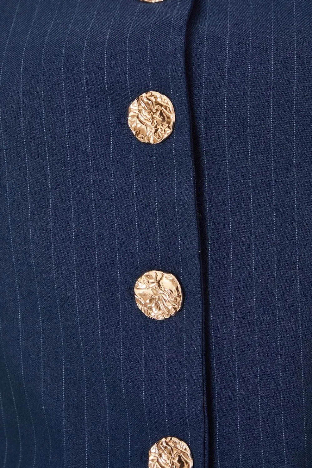Quiz Waistcoat|Summer Tops>Navy Pinstripe Button Front Waistcoat