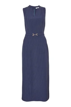 Quiz Day At The Races|Christening Guest>Navy Pinstripe Midi Dress