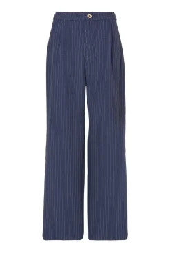 Quiz Workwear|Trousers>Navy Pinstripe Wide Leg Trousers