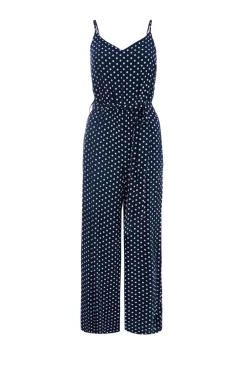 Quiz Summer Clothes|Casual Clothing>Navy Polka Dot Palazzo Jumpsuit