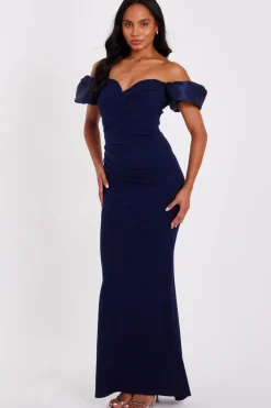 Quiz Prom Dresses|Prom & Ball>Navy Puff Sleeve Maxi Dress