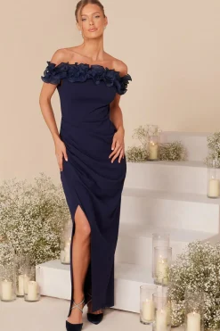 Quiz Prom Dresses|Prom & Ball>Navy Ruffle Bardot Maxi Dress