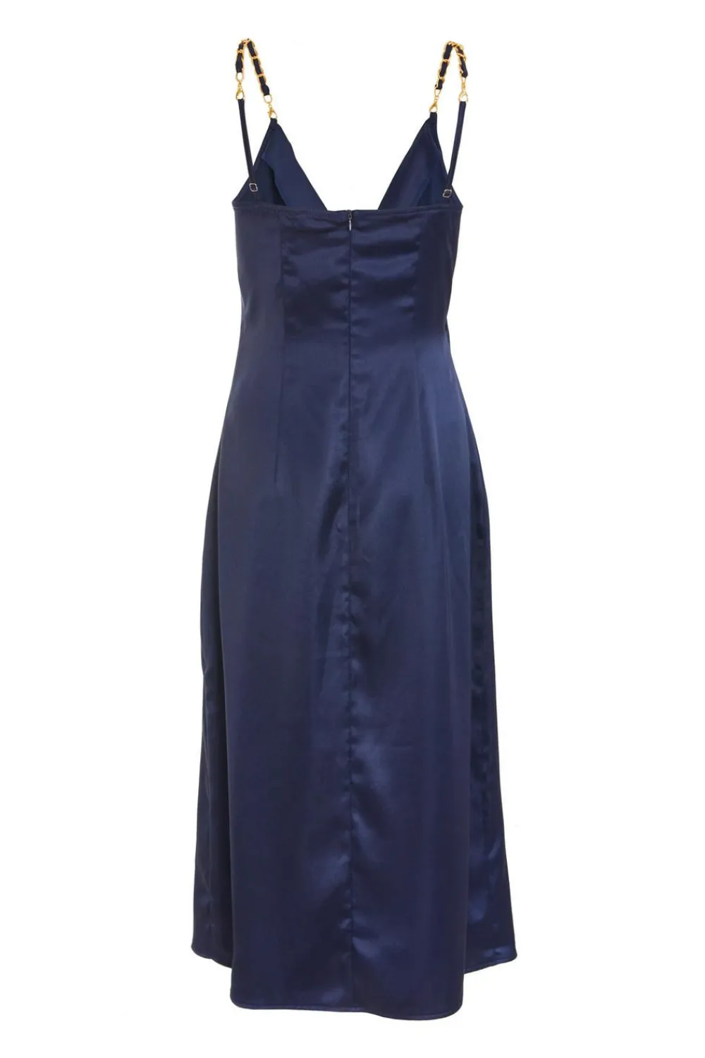 Quiz Evening Dresses|Christening Guest>Navy Satin Buckle Front Midi Dress