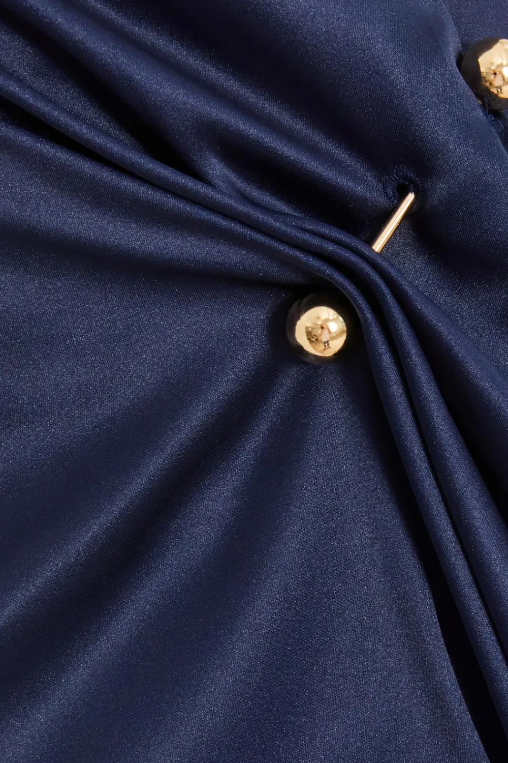 Quiz Evening Dresses|Christening Guest>Navy Satin Buckle Front Midi Dress