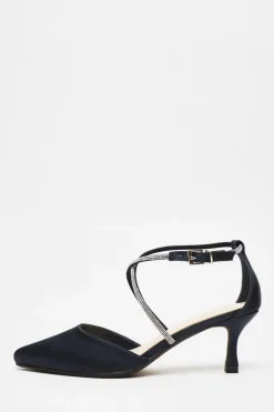 Quiz Shoe & Bag Sets|Occasion Shoes>Satin Cross Strap Court Heels