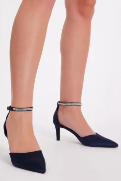 Quiz Shoe & Bag Sets|Occasion Shoes>Satin Diamante Strap Court Heels