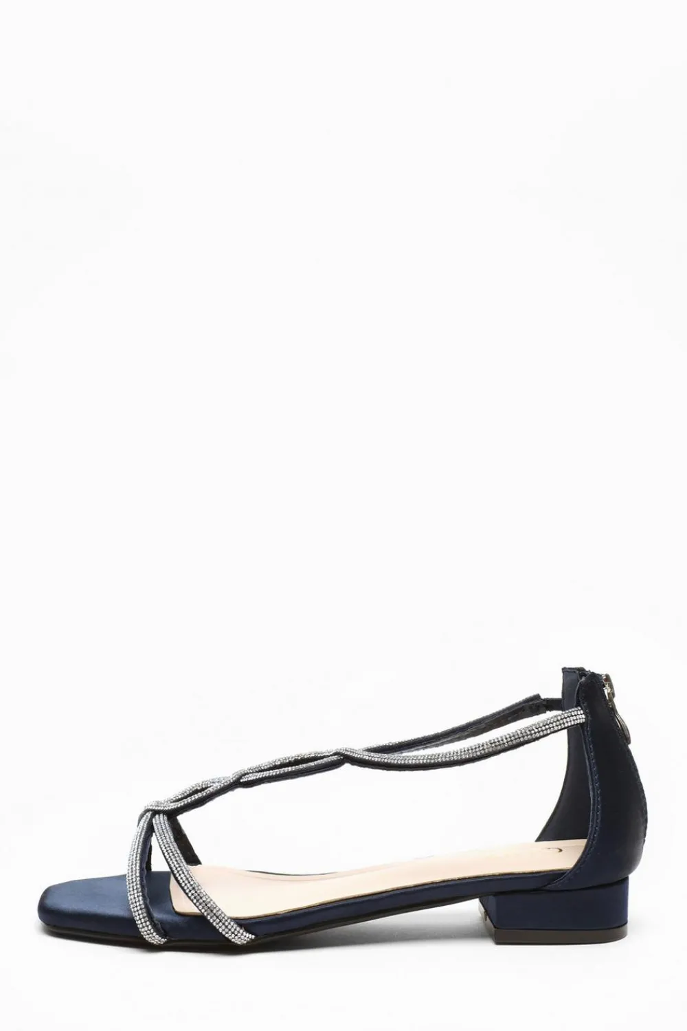 Quiz Sandals|Holiday Shoes>Satin Diamante T-Strap Flat Sandals