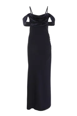 Quiz Prom Dresses|Prom & Ball>Navy Satin Drop Shoulder Maxi Dress