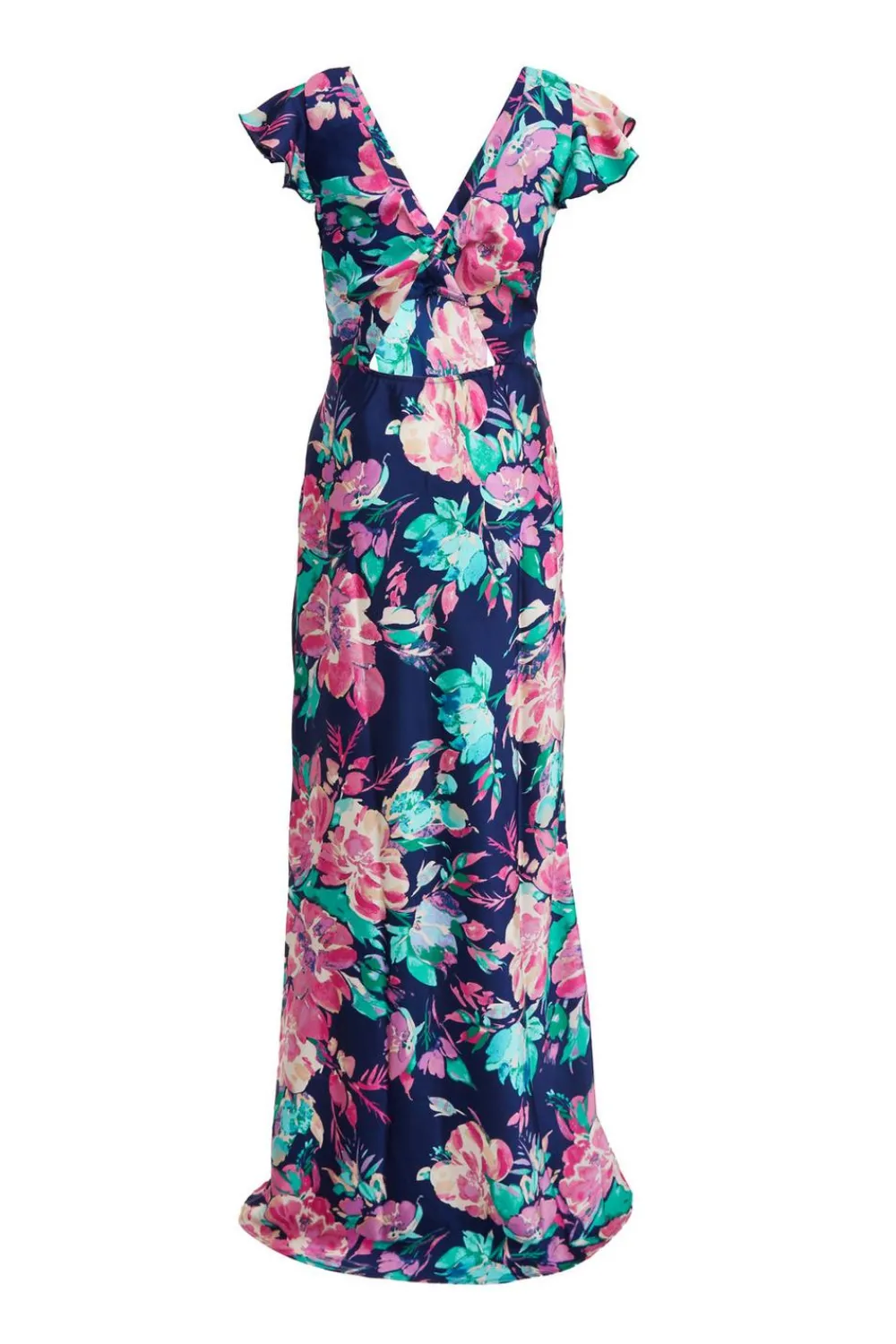 Quiz Florals|Wedding Guest Dresses>Navy Satin Floral Maxi Dress