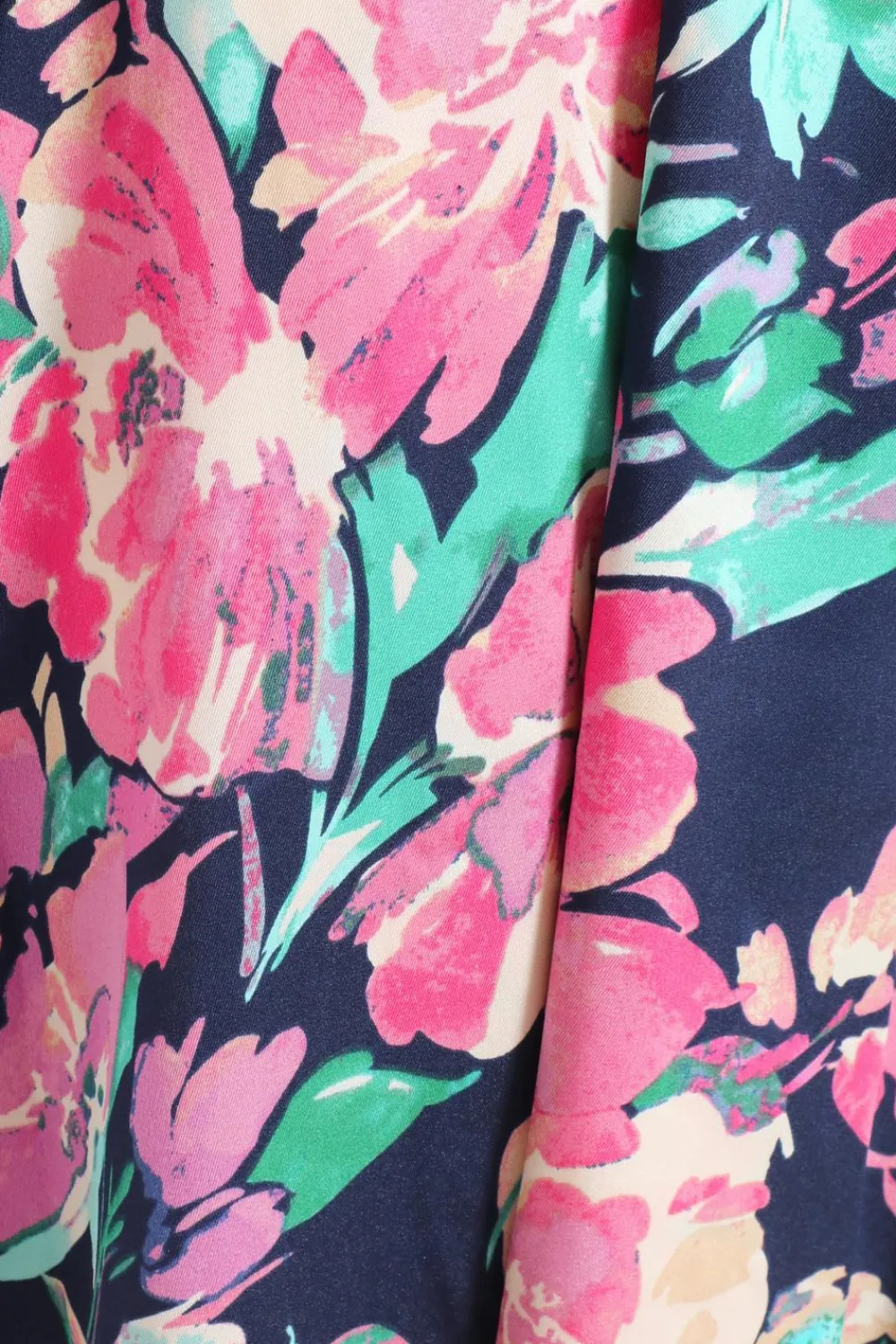 Quiz Wrap Dresses|Wedding Guest Dresses>Navy Satin Floral Wrap Dip Hem Midi Dress