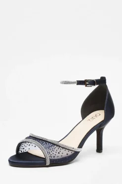 Quiz Shoe & Bag Sets|Occasion Shoes>Satin Mesh Diamante Heeled Sandal