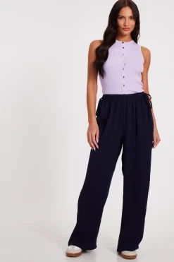 Quiz Workwear|Trousers>Tie Waist Palazzo Trousers