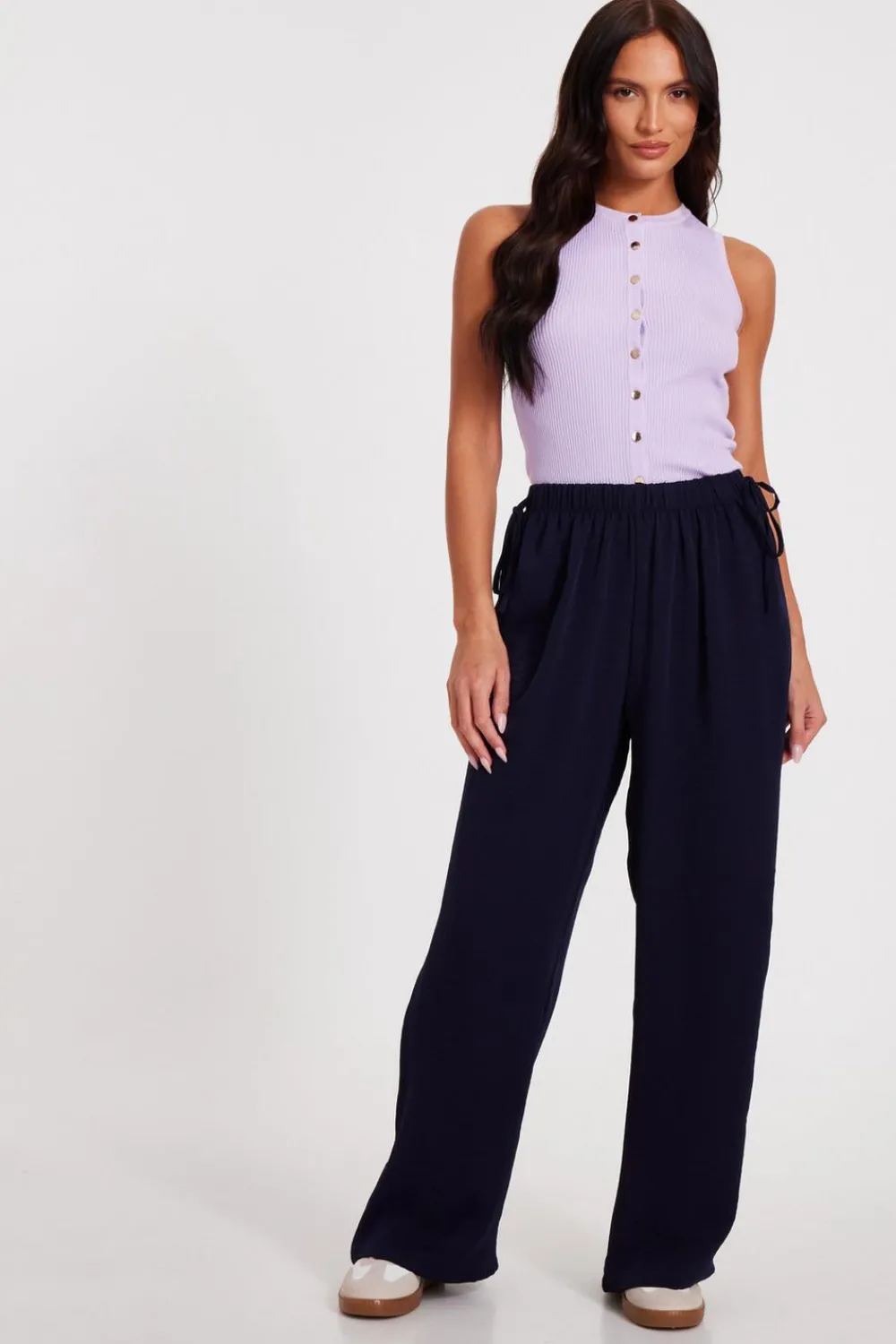 Quiz Workwear|Trousers>Tie Waist Palazzo Trousers