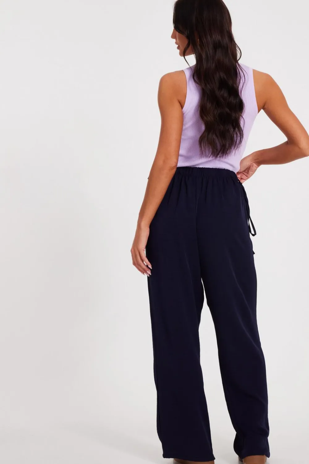 Quiz Workwear|Trousers>Tie Waist Palazzo Trousers