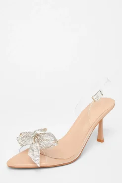 Quiz Occasion Shoes|Heels>Diamante Bow Heels