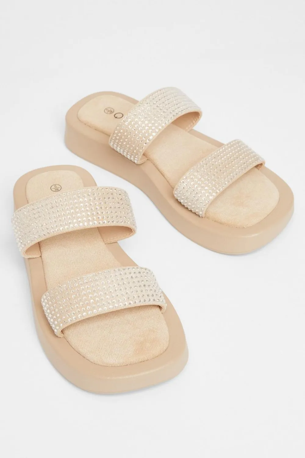Quiz Holiday Shoes|Flats>Diamante Flatform Sandals