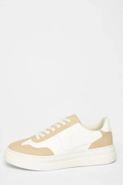 Quiz Trainers>Nude Faux Leather Chunky Trainers