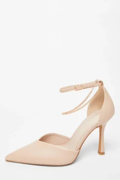 Quiz Shoe & Bag Sets|Heels>Nude Faux Leather Court Heels
