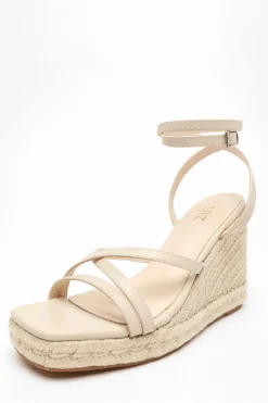 Quiz Wedges|Sandals>Faux Leather Strappy Woven Wedges
