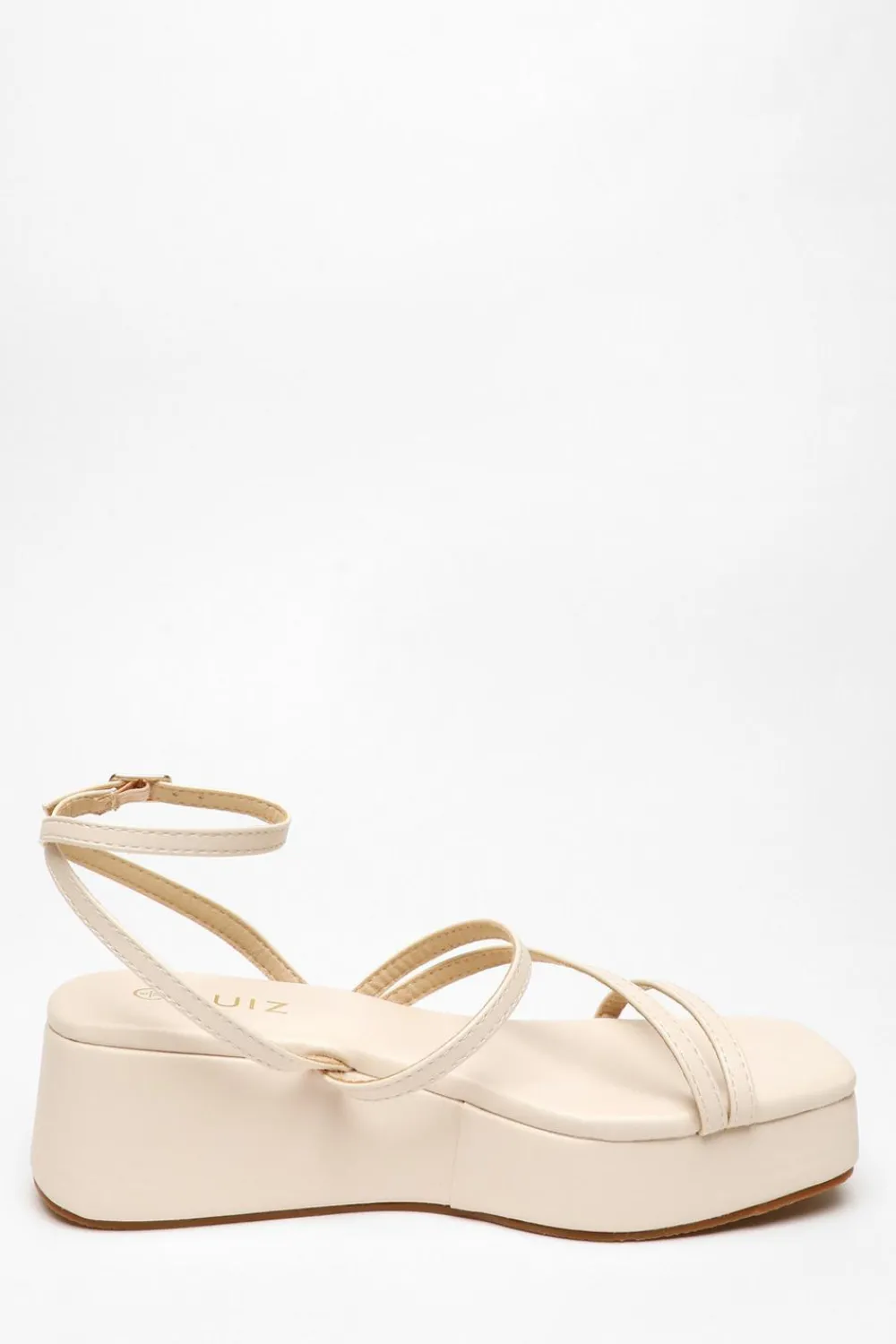 Quiz Wedges|Sandals>Faux Leather Strappy Flatform Sandals