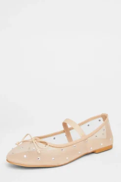 Quiz Pumps|Flats>Mesh Diamante Bow Pumps