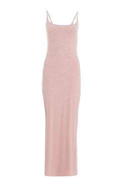 Quiz Evening Dresses|Prom Dresses>Nude Rhinestone Square Neck Maxi Dress