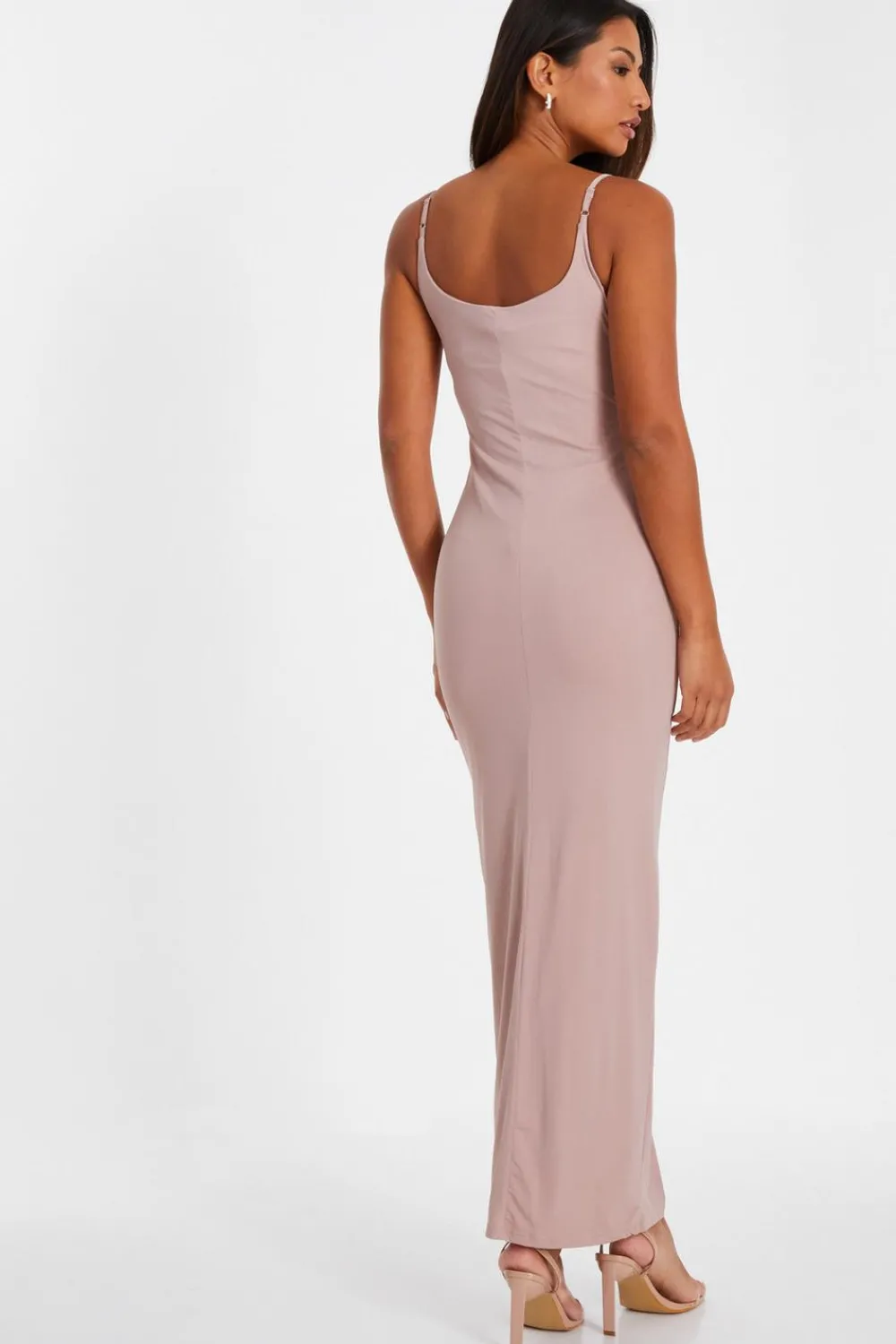 Quiz Evening Dresses|Prom Dresses>Nude Rhinestone Square Neck Maxi Dress
