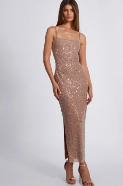 Quiz Evening Dresses|Occasion Dresses>Square Neck Embellished Maxi Dress