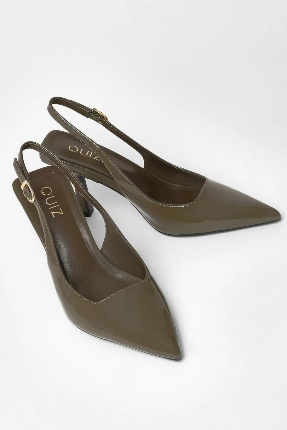 Quiz Heels|Day At The Races>Patent Sling Back Court Heels