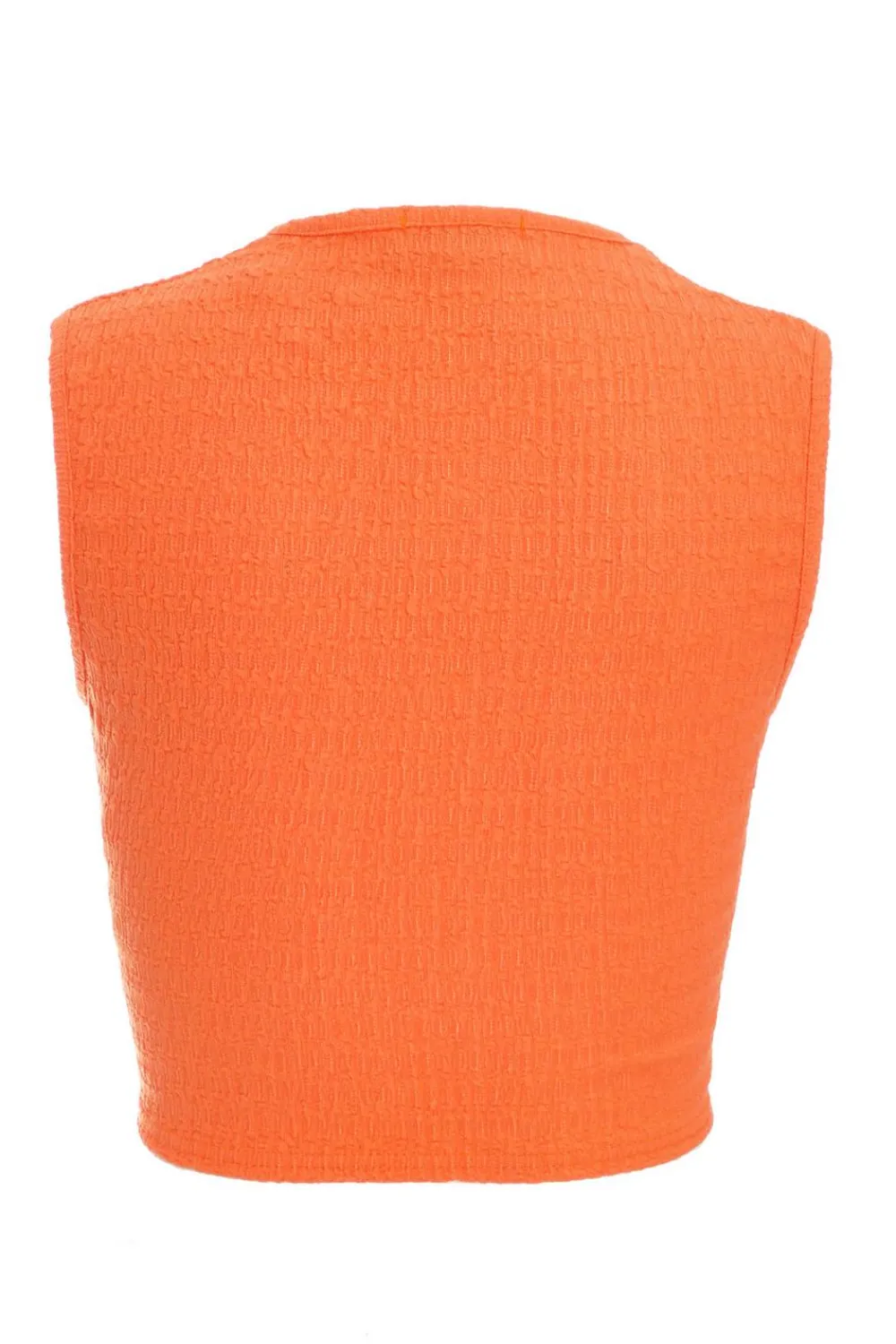 Quiz Summer Tops|Day Tops>Orange Knot Front Crop Top