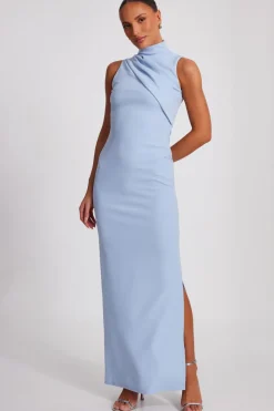 Quiz Prom Dresses|Prom & Ball>Pale Blue High Neck Maxi Dress