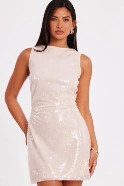 Quiz Going Out|Dresses>Pale Pink Sequin Mini Dress