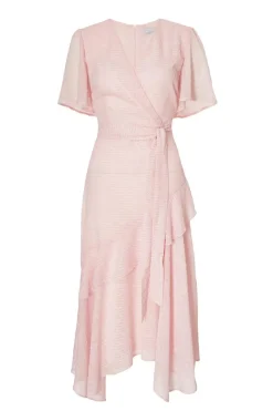 Quiz Day At The Races|Christening Guest>Pale Pink Textured Chiffon Midi Dress