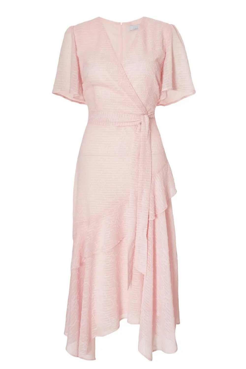 Quiz Day At The Races|Christening Guest>Pale Pink Textured Chiffon Midi Dress