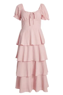 Quiz Summer Clothes|Holiday>Pale Pink Tiered Midi Dress
