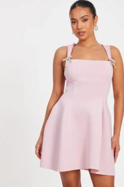 Quiz Pink Dresses|Petite Dresses>Petite Baby Pink A-Line Mini Dress