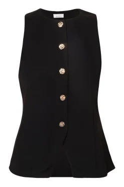 Quiz Waistcoat|Going Out Tops>Petite Black Button Front Waistcoat