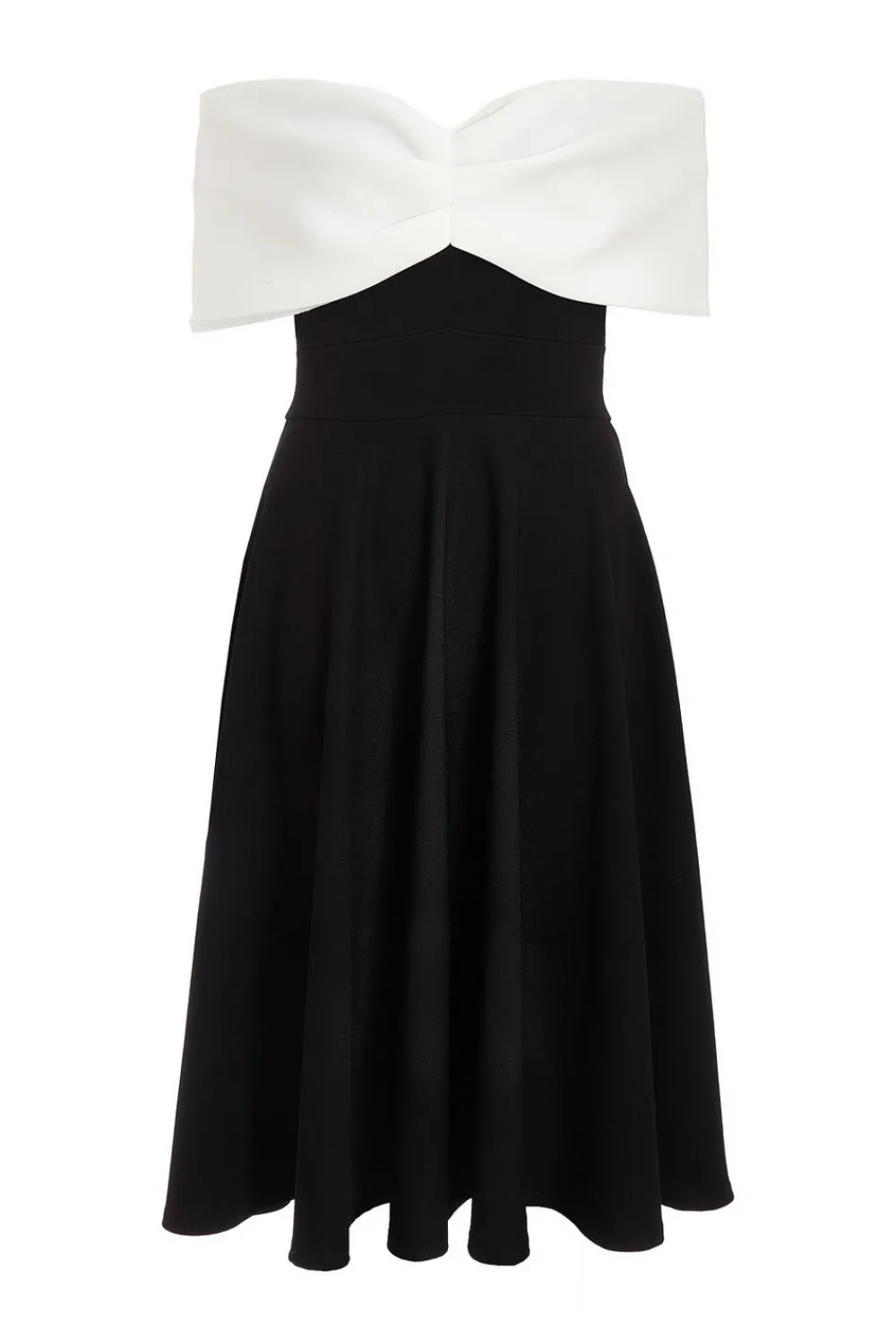 Quiz Christening Guest|Petite Dresses>Petite Black Contrast Bardot Midi Dress