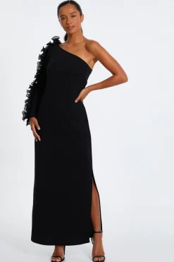 Quiz Prom Dresses|Prom & Ball>Petite Black Frill One Shoulder Maxi Dress