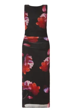 Quiz Dresses|Petite Dresses>Petite Black Mesh Floral Midaxi Dress