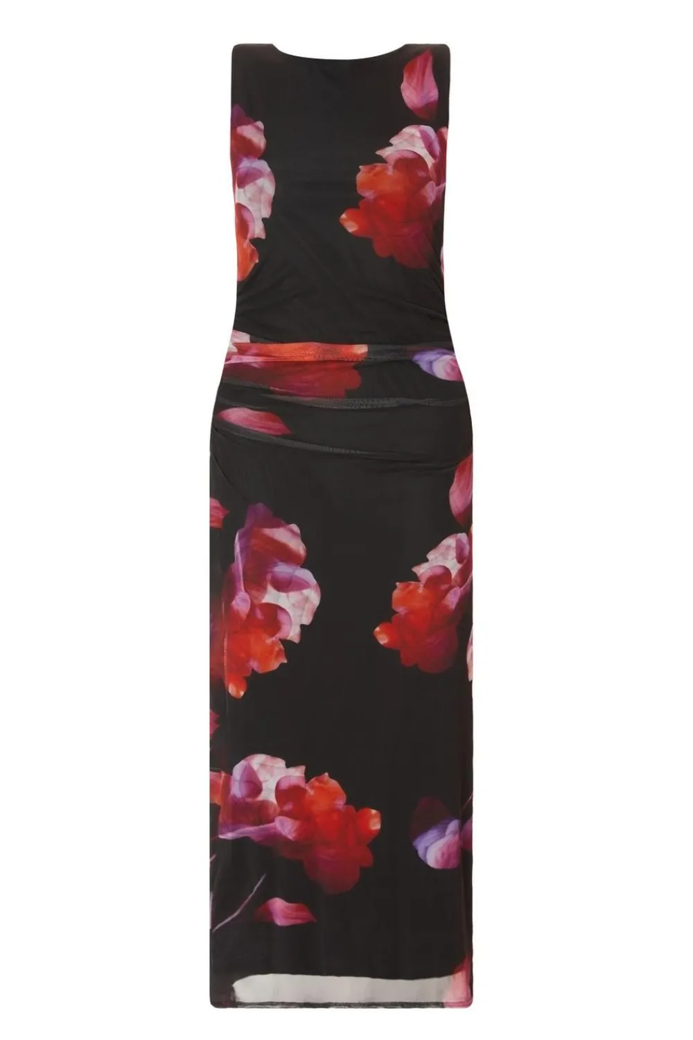 Quiz Dresses|Petite Dresses>Petite Black Mesh Floral Midaxi Dress