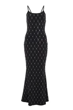 Quiz Evening Dresses|Prom Dresses>Petite Black Rhinestone Square Neck Maxi Dress