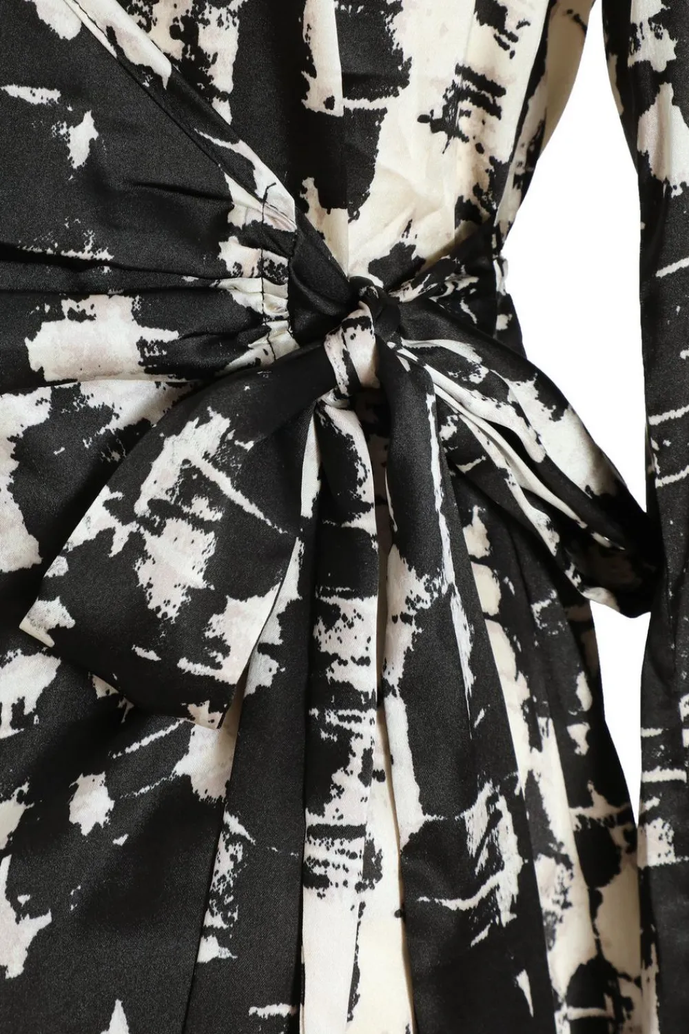 Quiz Wrap Dresses|Satin Dresses>Petite Black Satin Marble Print Wrap Dress