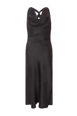 Quiz Prom Dresses|Going Out>Petite Black Satin Midaxi Dress