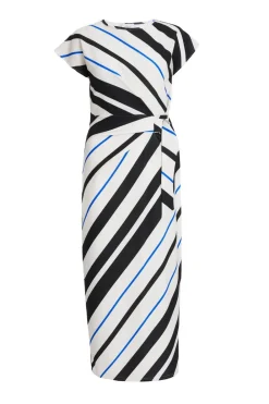 Quiz Workwear|Petite Dresses>Petite Black Stripe Tie Belt Midaxi Dress