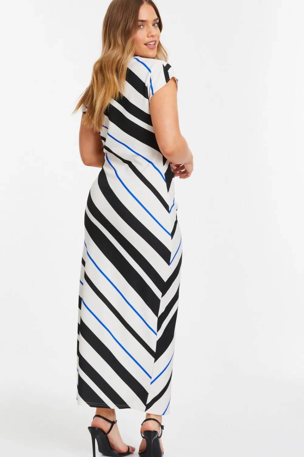 Quiz Workwear|Petite Dresses>Petite Black Stripe Tie Belt Midaxi Dress