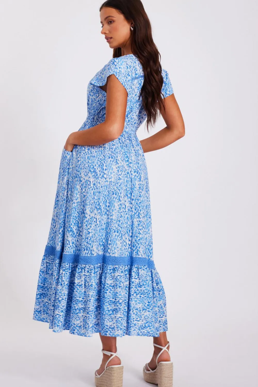 Quiz Summer Clothes|Holiday>Petite Blue Animal Print Midaxi Dress