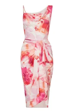 Quiz Day At The Races|Christening Guest>Petite Blush Floral Print Midi Dress