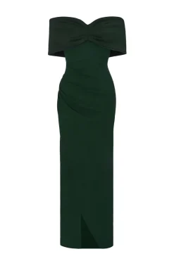 Quiz Prom Dresses|Prom & Ball>Petite Bottle Green Bardot Wrap Maxi Dress